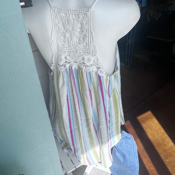 NEW Multicolor Striped Tank Top With Keyhole - Picture 7 of 9